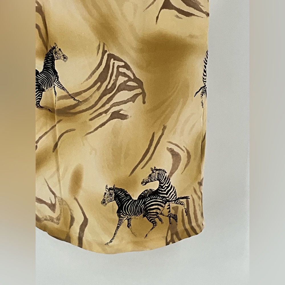4/$25 Silk Club Silk Slip Lined Animal Print Zebra Frstive Maxi Skirt 12 - Picture 2 of 6